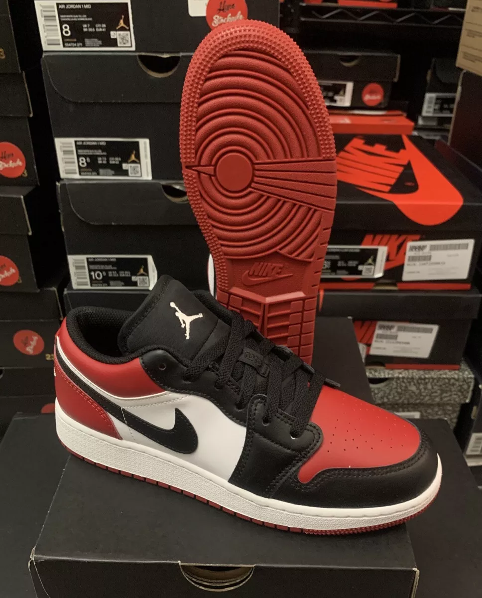 Nike Air Jordan 1 Low Bred Toe Black Red White Shoes 553560-612