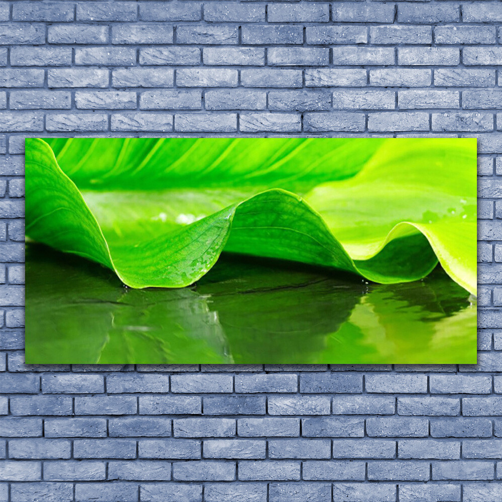 Tableau 140x70 Floral Feuille en verre acrylique pour illuminer un mur sombre
