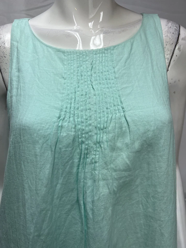 Vestido para mujer Vineyard Vines verde menta sin mangas 100 % lino hasta la rodilla 10 Foto 2 de 4