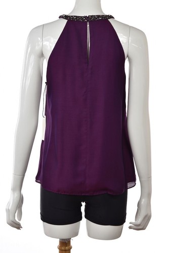NEW Townsen Top Size S Purple Metallic Blouse Shirt Sleeveless Party NWT - Picture 2 of 5