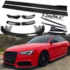 For AUDI A3 A4 A5 Front Bumper Lip /Spoiler Side Skirts Rear+Glossy Black