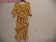 NWT - Women's Yellow Floral Midi Dress, Size S, 1111422