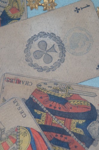 Antique French Baptiste Paul BP Grimaud Framed Shadowbox Playing Cards 31" - Bild 11 von 12