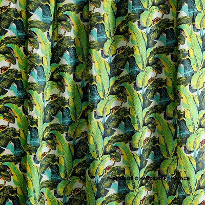 Indian 5 Yard Handmade Palm Leaf Printed 100% Cotton Dressmaking Craft Fabric
