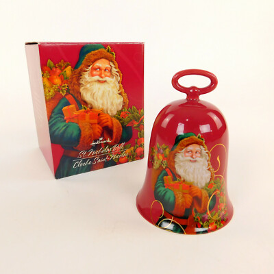 Hallmark St.Nicholas Bell 2004 Christmas To Remember Red with Green Suited Santa