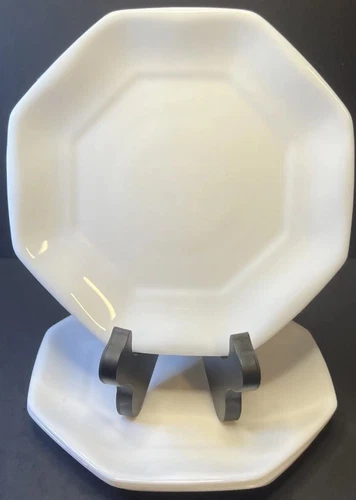 Arcopal Arcoroc 7 1/2" White Opal Glass Octime Dessert Salad Plates Set Of 4 VTG