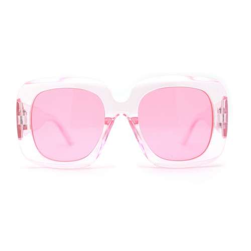 Womens Oversized Thick Plastic Mod Minimal Fashion Rectangle Sunglasses - Picture 15 of 21