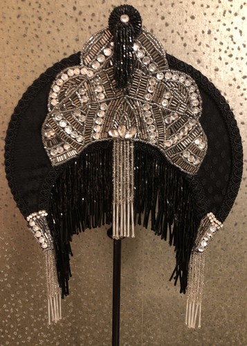 Downton Abbey Deco Traditional Crescent Black Fringe Deco Tassel Lampshade+Lamp - Picture 2 of 12