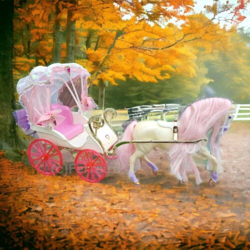 BARBIE CRYSTAL CARRIAGE + HORSE KRISTALL-PFERD ZAUBERHERZCHEN / MATTEL 1993 - Bild 2 von 3