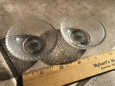 Glass Salt Pepper Dips Sawtooth Edge Starburst Pattern Pair