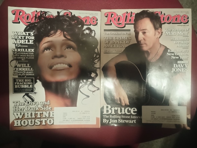 2 Rolling Stone Magazines 1152 & 1153 Whitney Houston Bruce Springsteen 2012