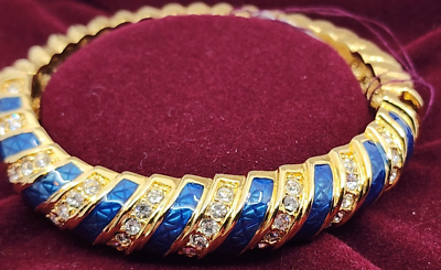 Camrose & Kross Gold Tone Rhinestone Blue Stone Bangle Bracelet | eBay
