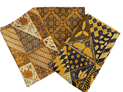 Vintage Indonesian Wax Resist Dynamic Patterned Cotton Fabric Textiles As Is