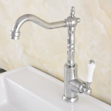 Polished Chrome Brass Bathroom Kitchen Bar Vessel Sink Swivel Faucet Tap snf727