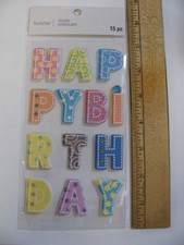 Recollections Stickers HAPPY BIRTHDAY Dimensional w/Rhinestones 13 Pieces NIP