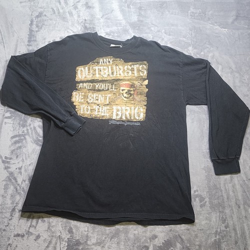Disney Pirates of the Caribbean Long Sleeve Shirt Size Large L Mens Black - Picture 6 of 9