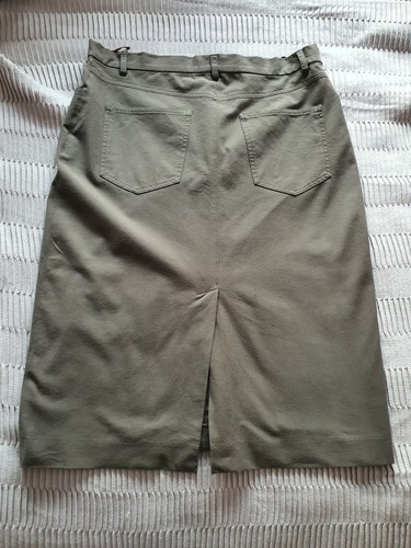 Gunex by Brunello Cucinelli khaki green cotton straight skirt size 44 IT - Picture 2 of 9