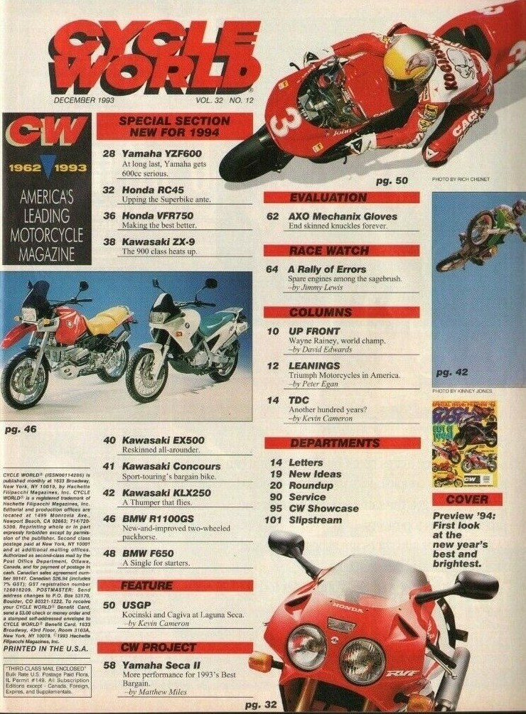 1993 December Cycle World - Vintage Motorcycle Magazine