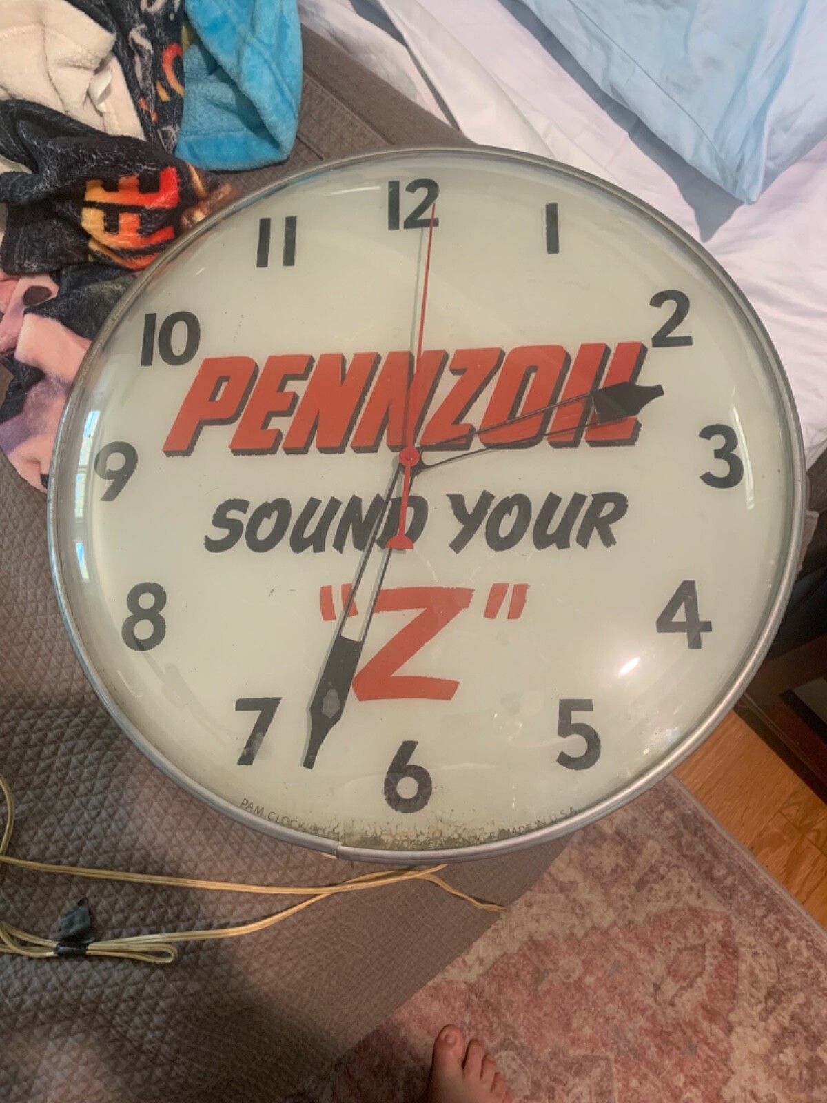 VINTAGE Pennzoil Wall Clock metal PAM made in Rochelle NY eBay