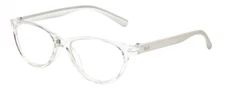Elle EL15579R Women's Oval Designer Reading Glasses in Crystal Clear White 51 mm
