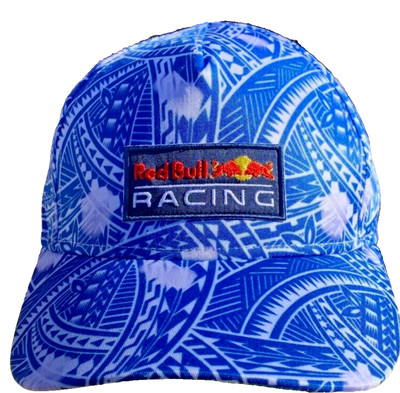 F1 Racing Blue & White Tribal-Island Designed Baseball Cap.  Handmade,