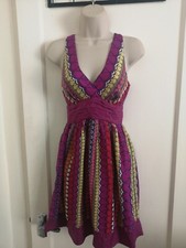 Warehouse Geometric Maxi Dress Size 8 V-Neck Sleeveless Party Festival Summer