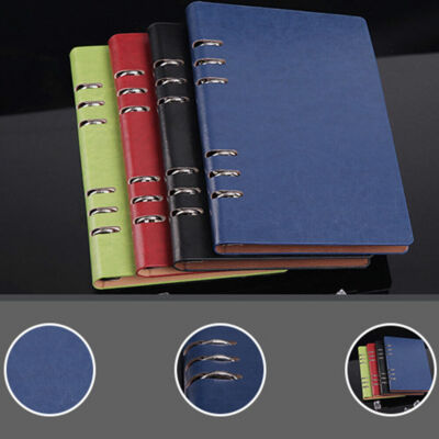 A5 Classic Refillable Notebook Loose Pocket Leather 6 Holes Ring Binder 11 color