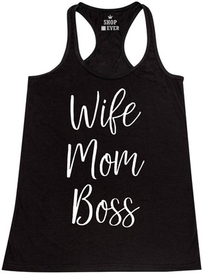 Wife Mom Boss Racerback Tank Top Mother's Day Mum Life New Mama Empower Cute Tee