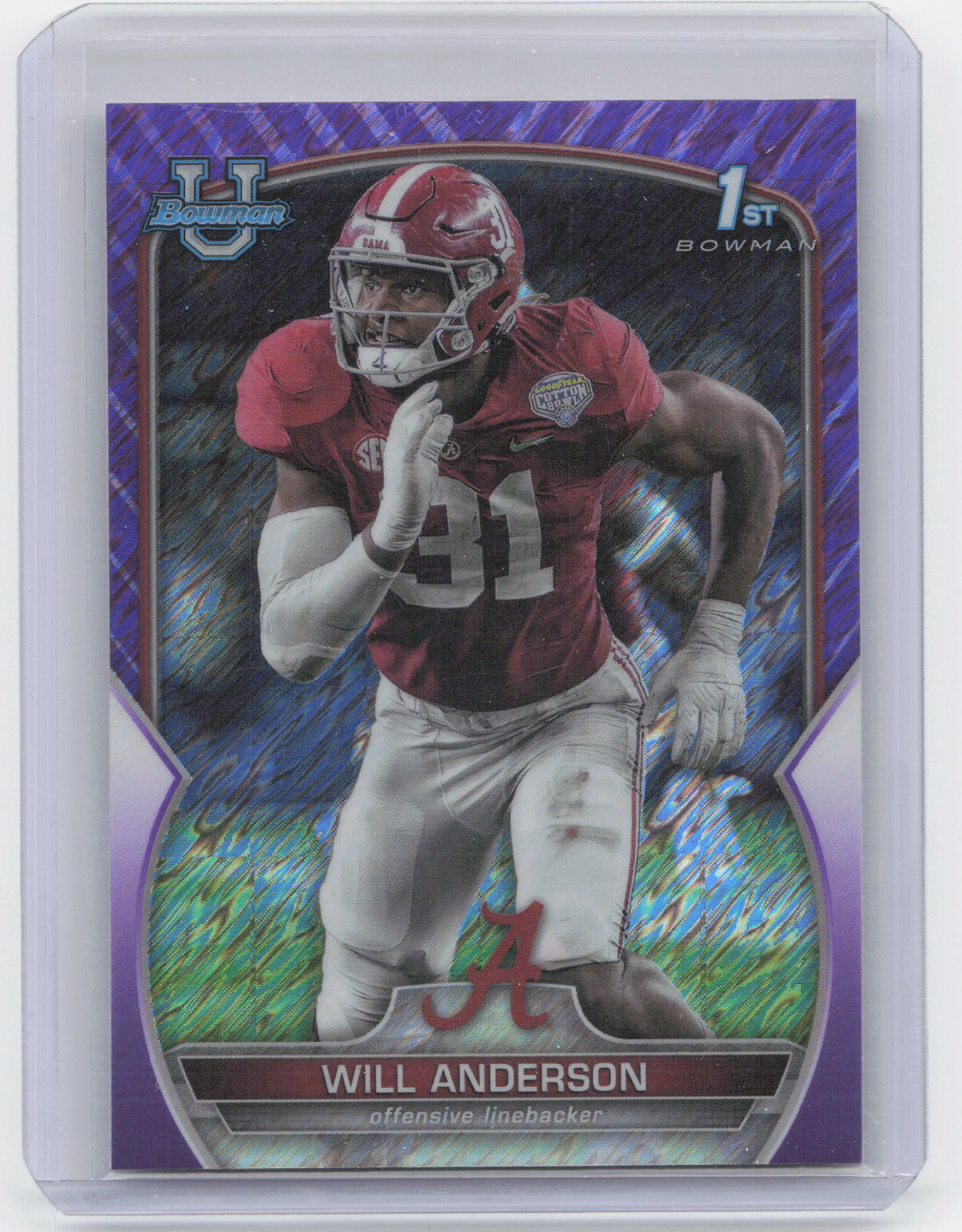 2022 Bowman University Chrome #52 Will Anderson Purple Shimmer Refractor