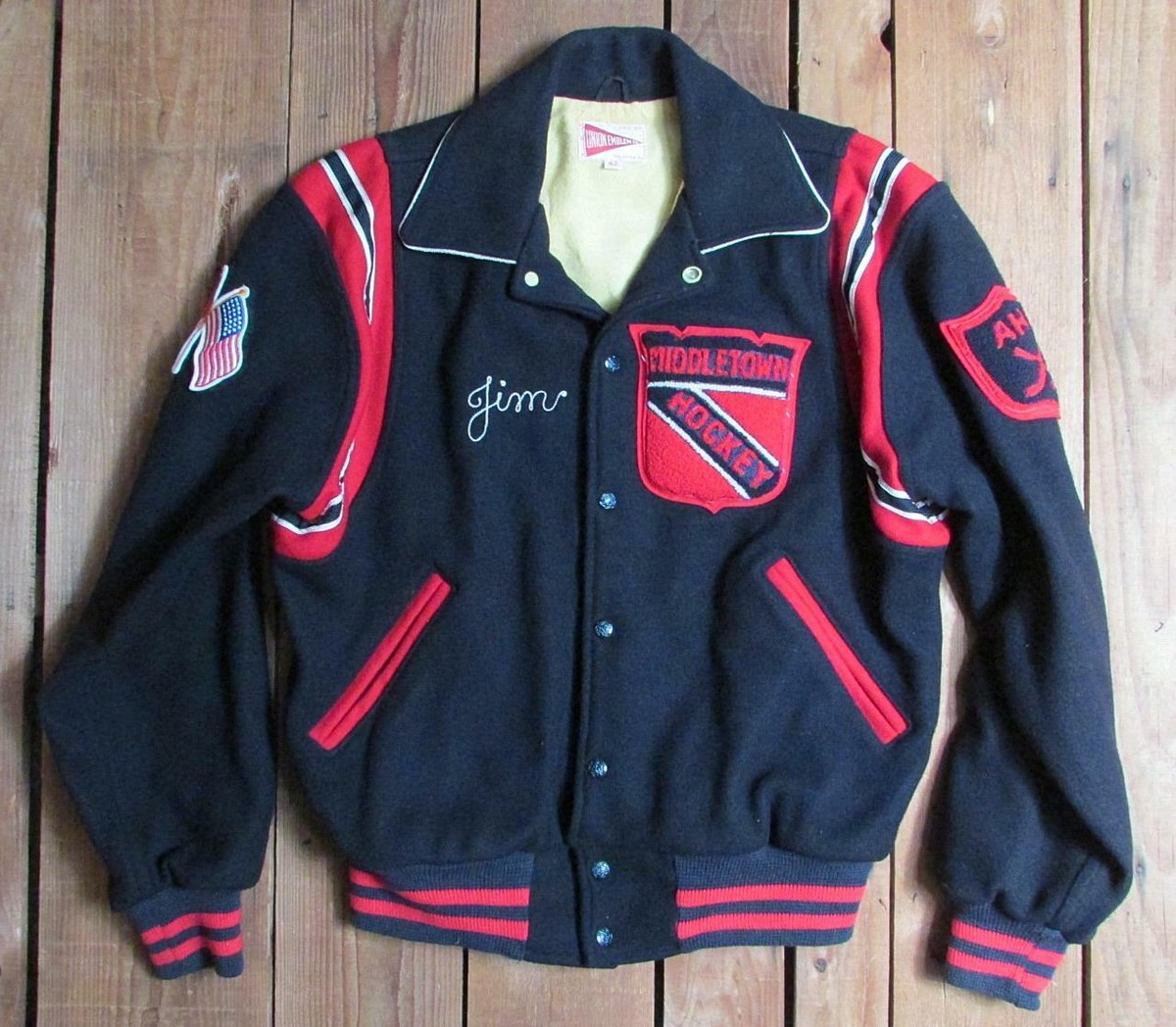 Vintage 1960s Middletown Hockey Club Varsity Team Jacket AHA