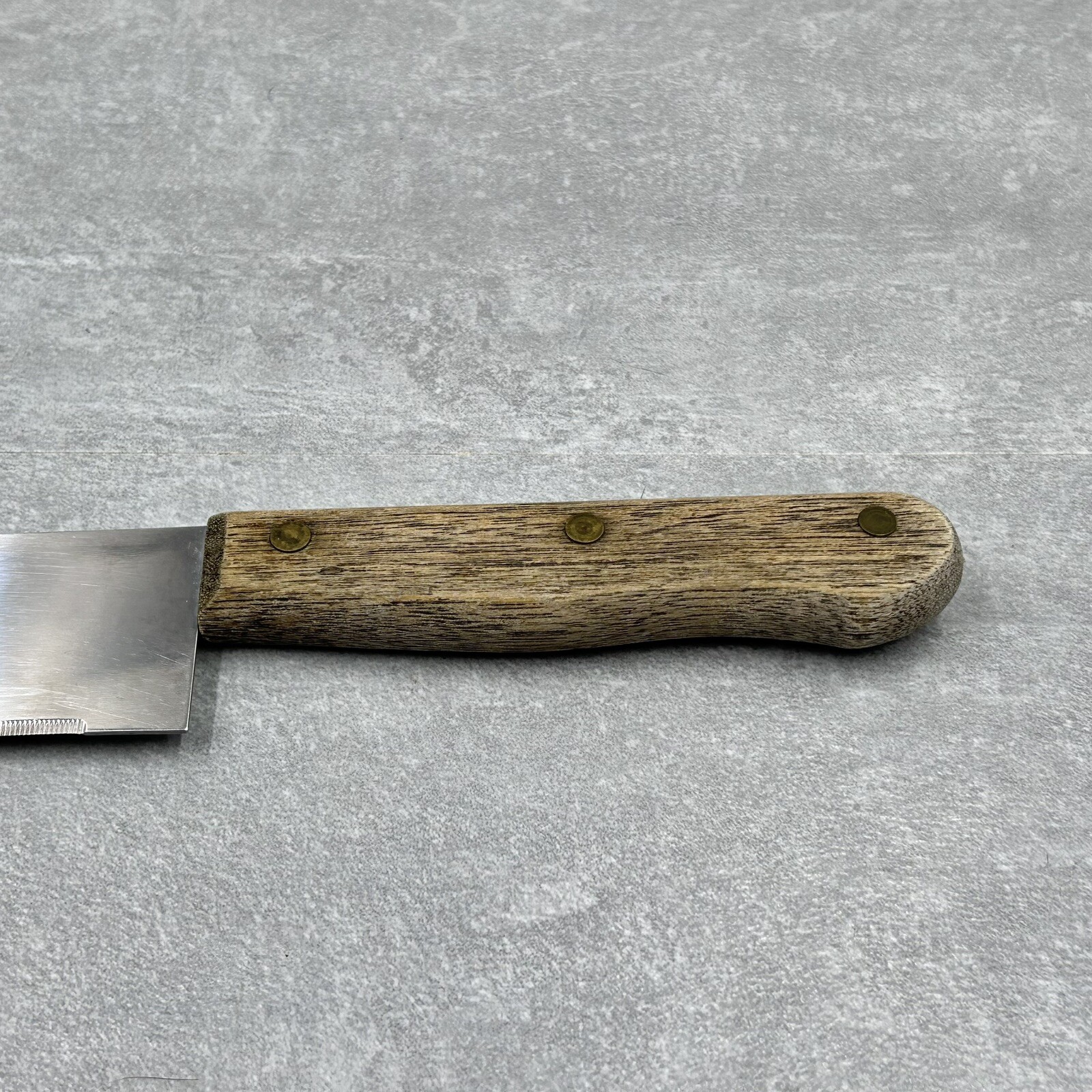 Vintage OLD HOMESTEAD Chef Knifes Wood Handle 8" Blade Cutlery Taiwan Lot of 2