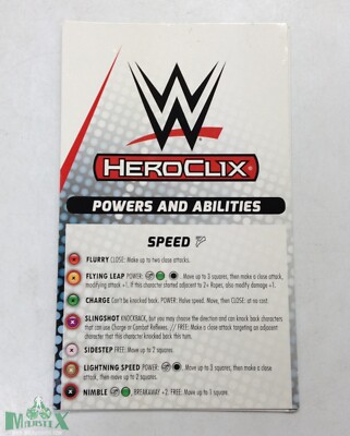 Heroclix WWE Series 1 set Starter Set Powers and Abilities Card (PAC)