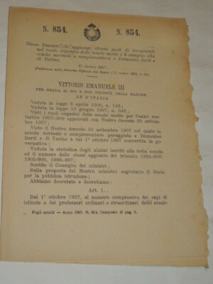 SCUOLA-REGIO DECRETO CHE ASSEGNA POSTI  INSEGNANTI ALLA SCUOLA DOMENICO BERTI(TO