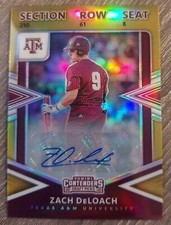 Zach DeLoach 2020 Panini Elite Extra GOLD College Ticket Autograph RC 7/10