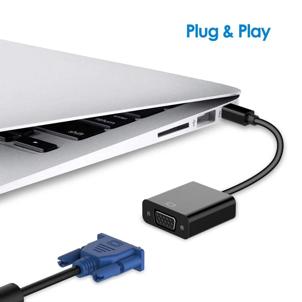 Mini DisplayPort to VGA Cable Adapter Converter for Computer Laptop PC Tablet - Image 2 of 4