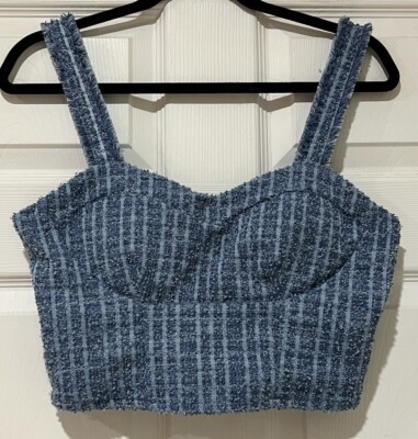 Madden NYC Size Medium Juniors Sleeveless Boucle Top Blue