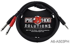 3ft Stereo Breakout Cable, 3.5mm TRS Stereo Male to Dual 1/4" TS Mono Male