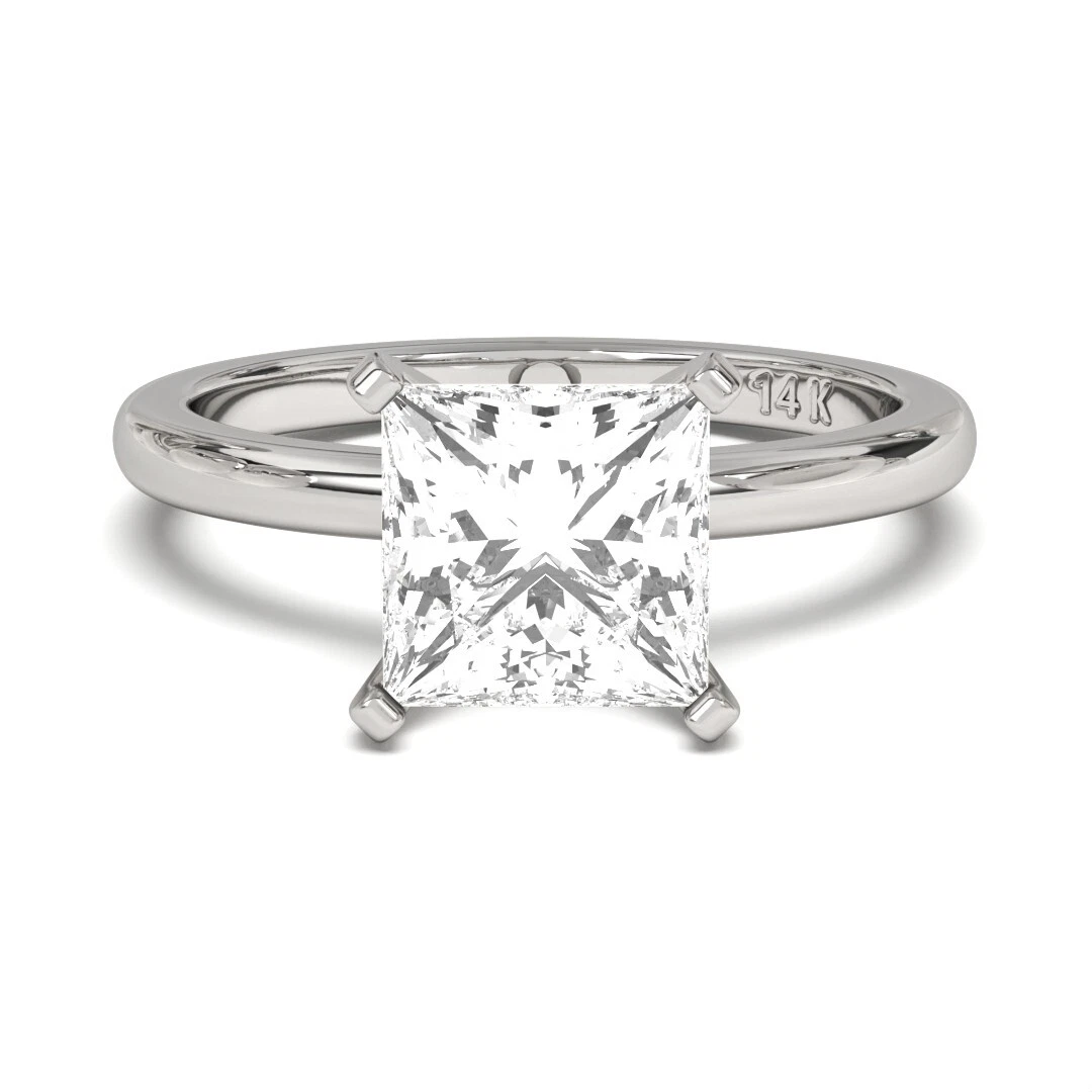 1.50 ct solitaire princess cut igi certified lab grown diamond engagement ring image-1