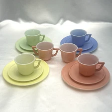 Vintage Hazel Atlas Children's Dishes Little Hostess Pastel Party Set 14 pieces