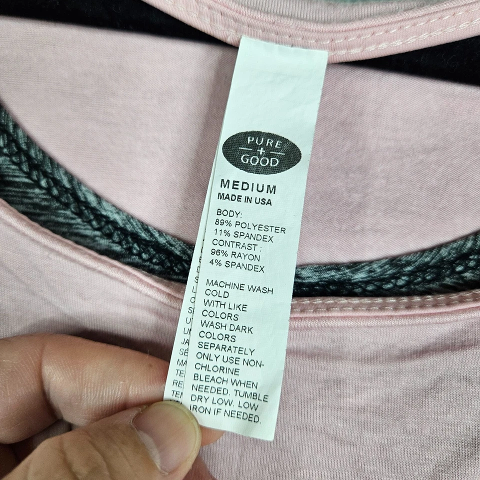 PURE GOOD 女式粉色灰色短袖上衣 M 码 — 第 3/4 张图片
