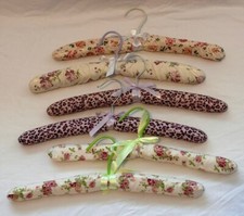 6 X Vintage Floral / Animal Print Padded Fabric Covered Coat Hangers