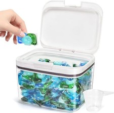 Laundry Pods Container Pod Holder with Lid, Room Storage...
