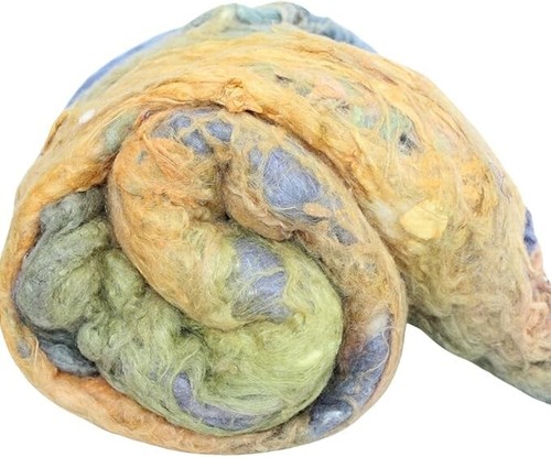 Knitsilk Premium seta di gelso di grado A: fibre blu e arancioni tinte a mano - Foto 4 di 6