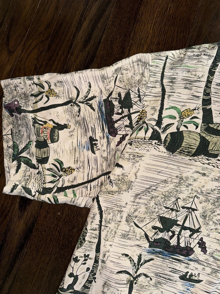 Camisa Hawaiana XL Extra Grande Colección AVI por Kahala Para Hombres - Palmera Tostada Seda Foto 3 de 4