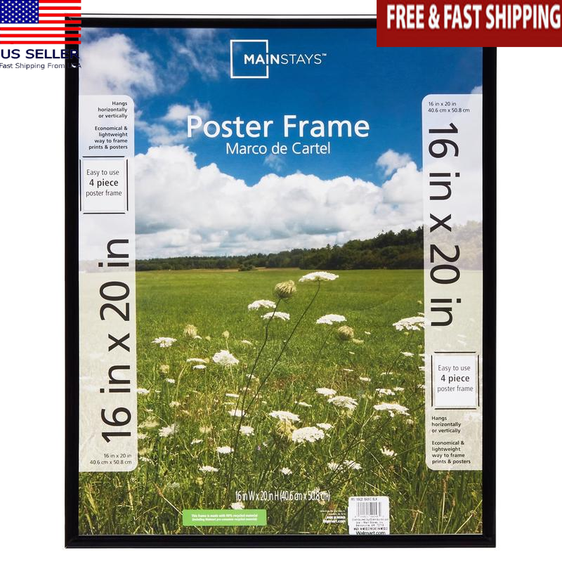 16x20 In Black Poster Frames Set 1 Versatile Picture Display Wall Decor Plastic