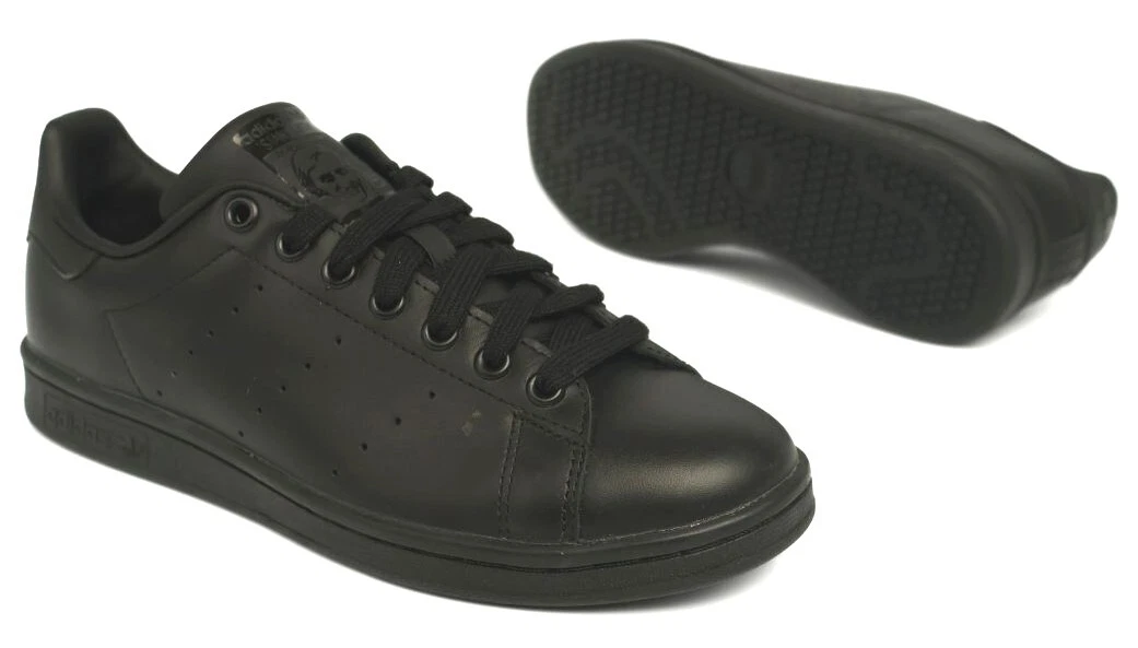 Adidas Stan Smith Originals Mens Shoes Trainers Size 8 - 9.5 Black Leather