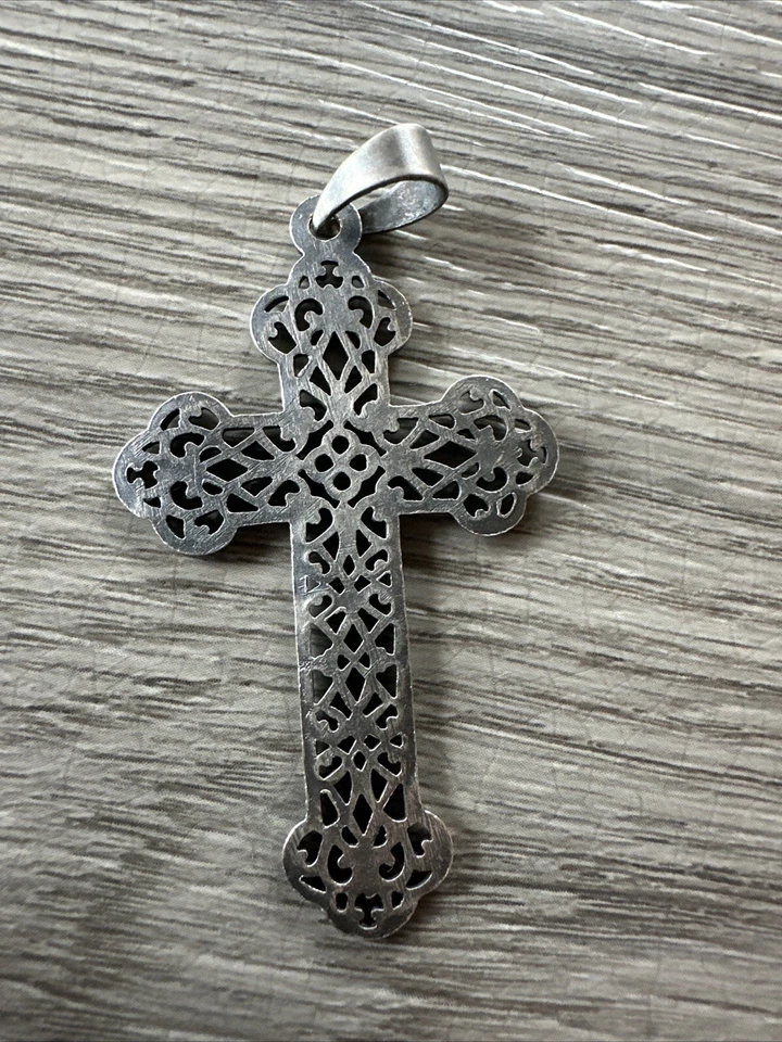 Pendentif croix ancienne - Metal Argenté - Photo 2/2