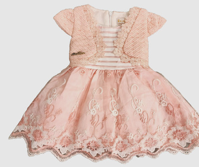 DK House girls 6 - 12 mos Pink lace party dress Built in jacket