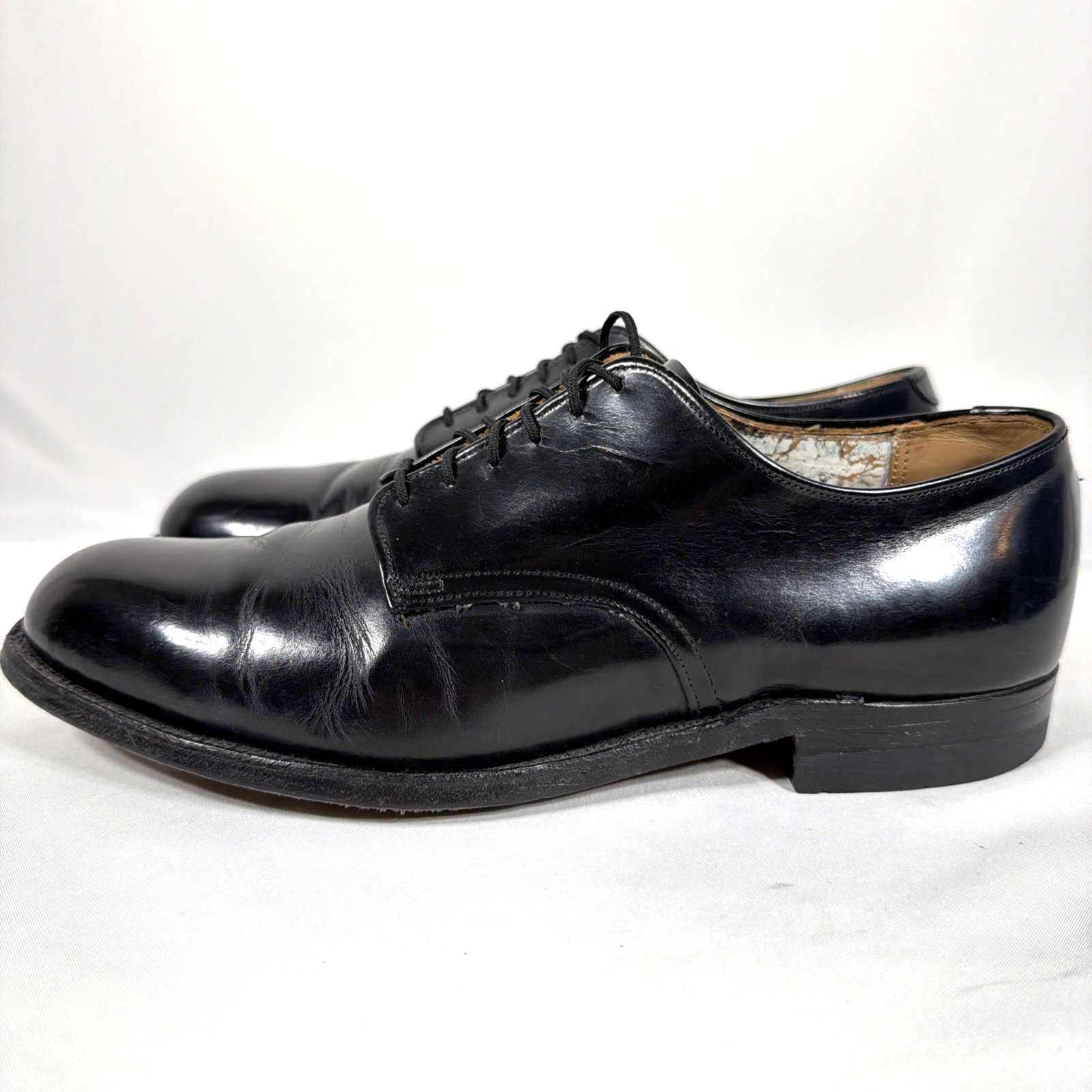 Vintage Endicott Johnson Co Black Leather Military Dress Shoes 1970 Mens 10 R