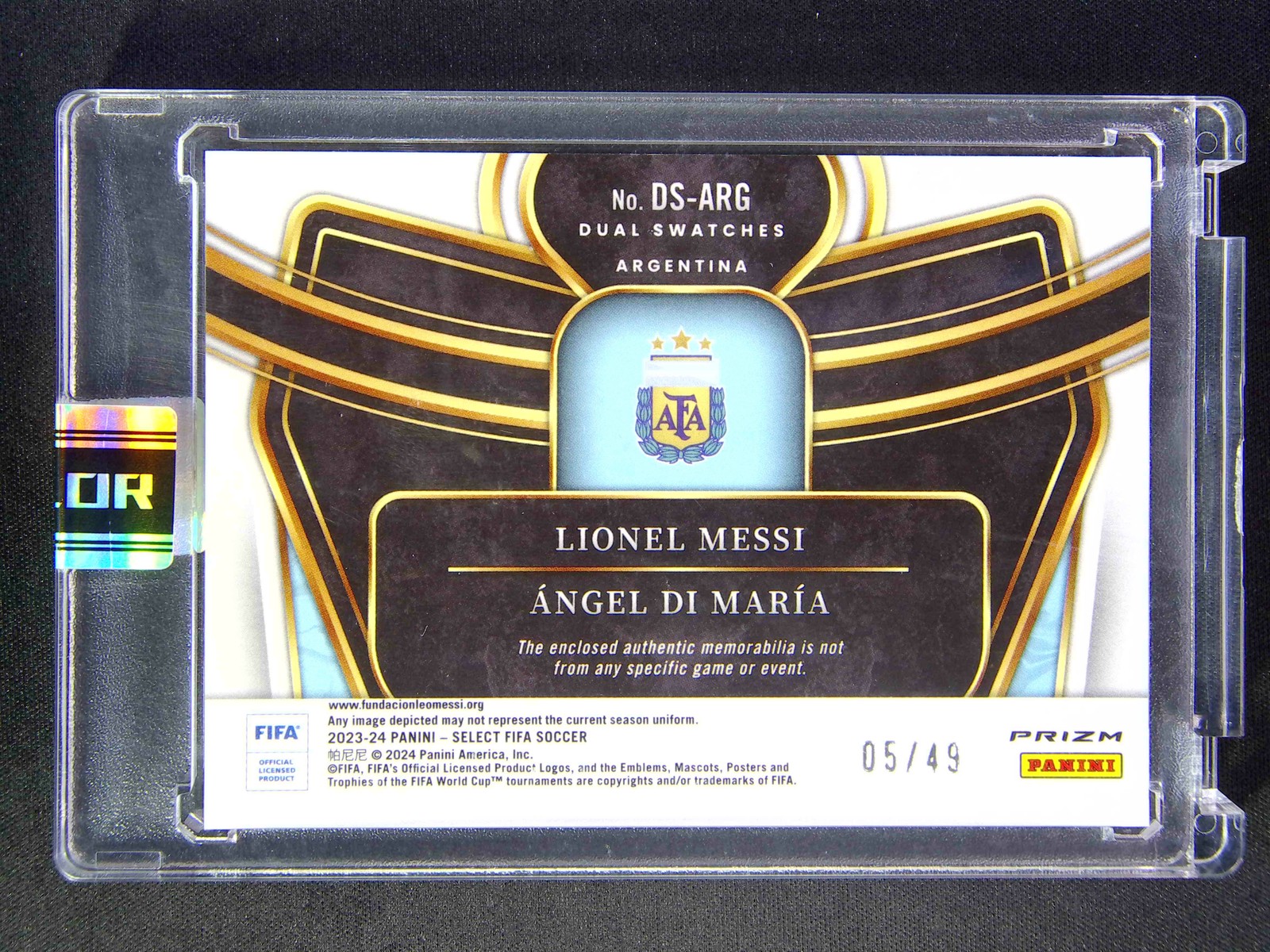 2023-24 Panini Select FIFA Angel DI Maria/Lionel Messi Dual Patch Pink /49 view 2